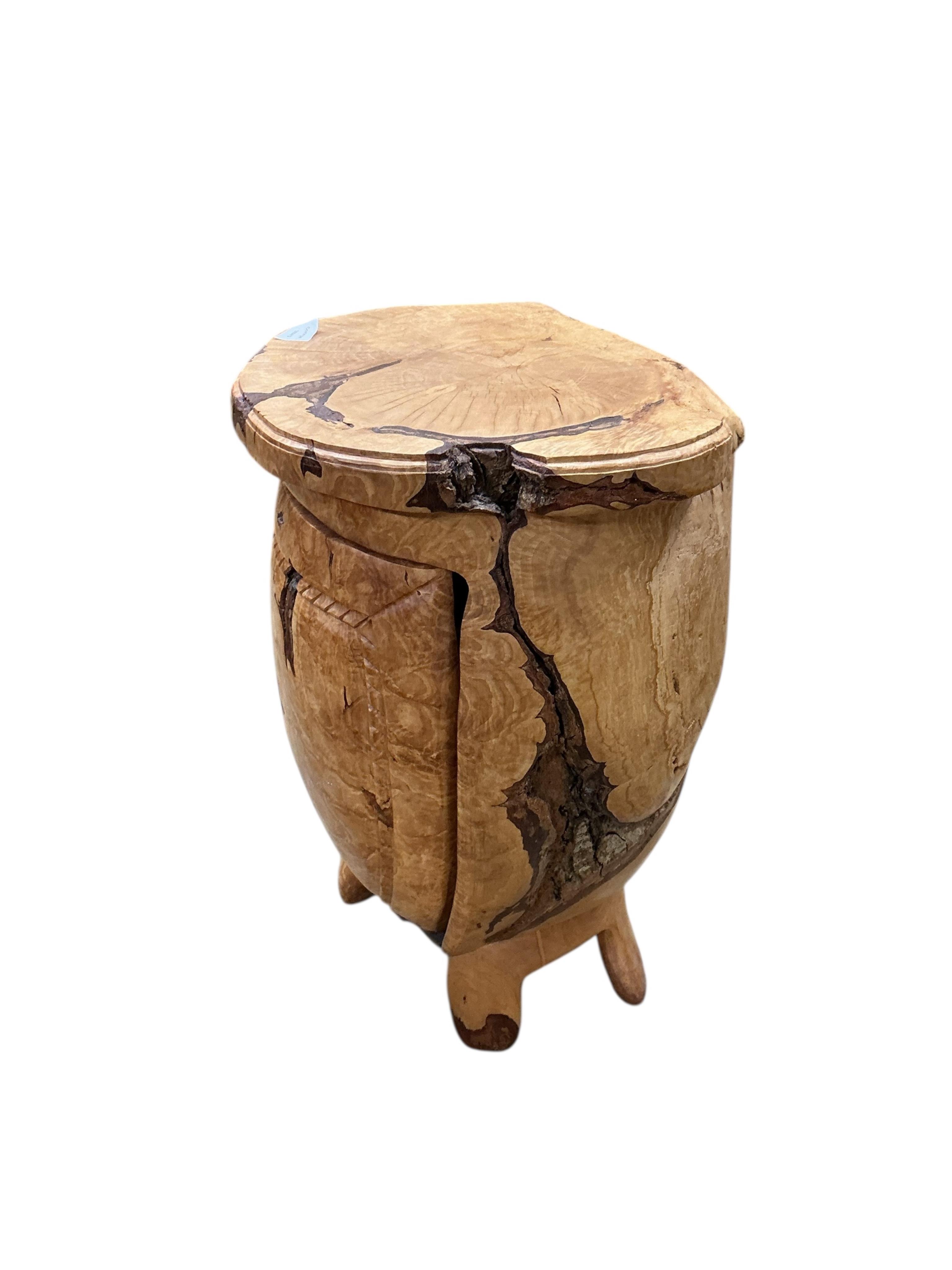 Pierre Decorse (b.1953), a naturalistically modelled bowfront bedside cupboard, width 49cm, depth 35cm, height 64cm